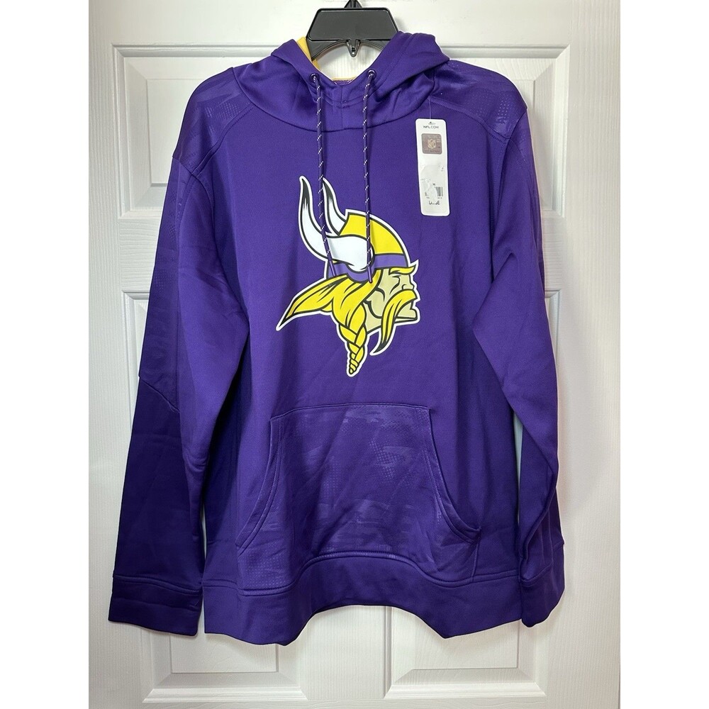 Size L NFL Team Apparel Minnesota Vikings Purple Hoodie Sweatshirt Pullover Mens